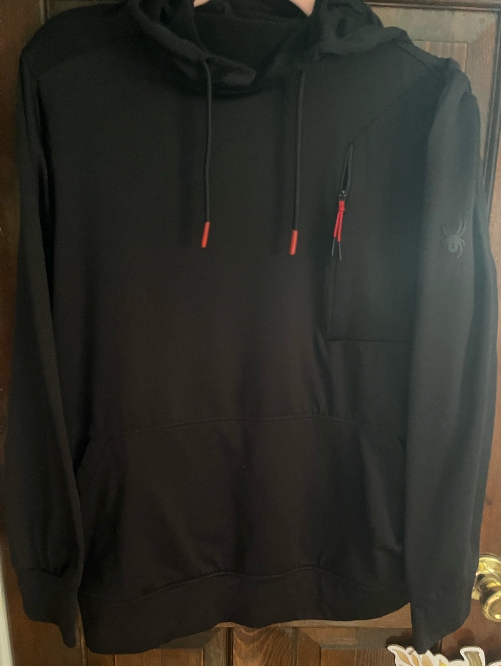 Men's SPYDER  SZ XL  Black Hoodie with Red Accents